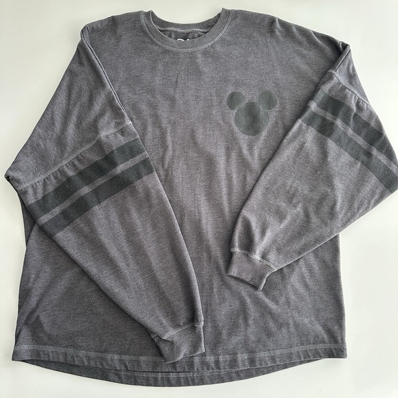 Disney Spirit Jersey Shirt Large Oversized Black Striped Mickey Mouse Spellout - Picture 4 of 14